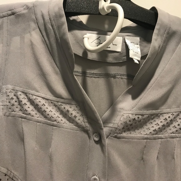 Byron Lars Loose Fitting Grey Sheer Blouse - Picture 8 of 13